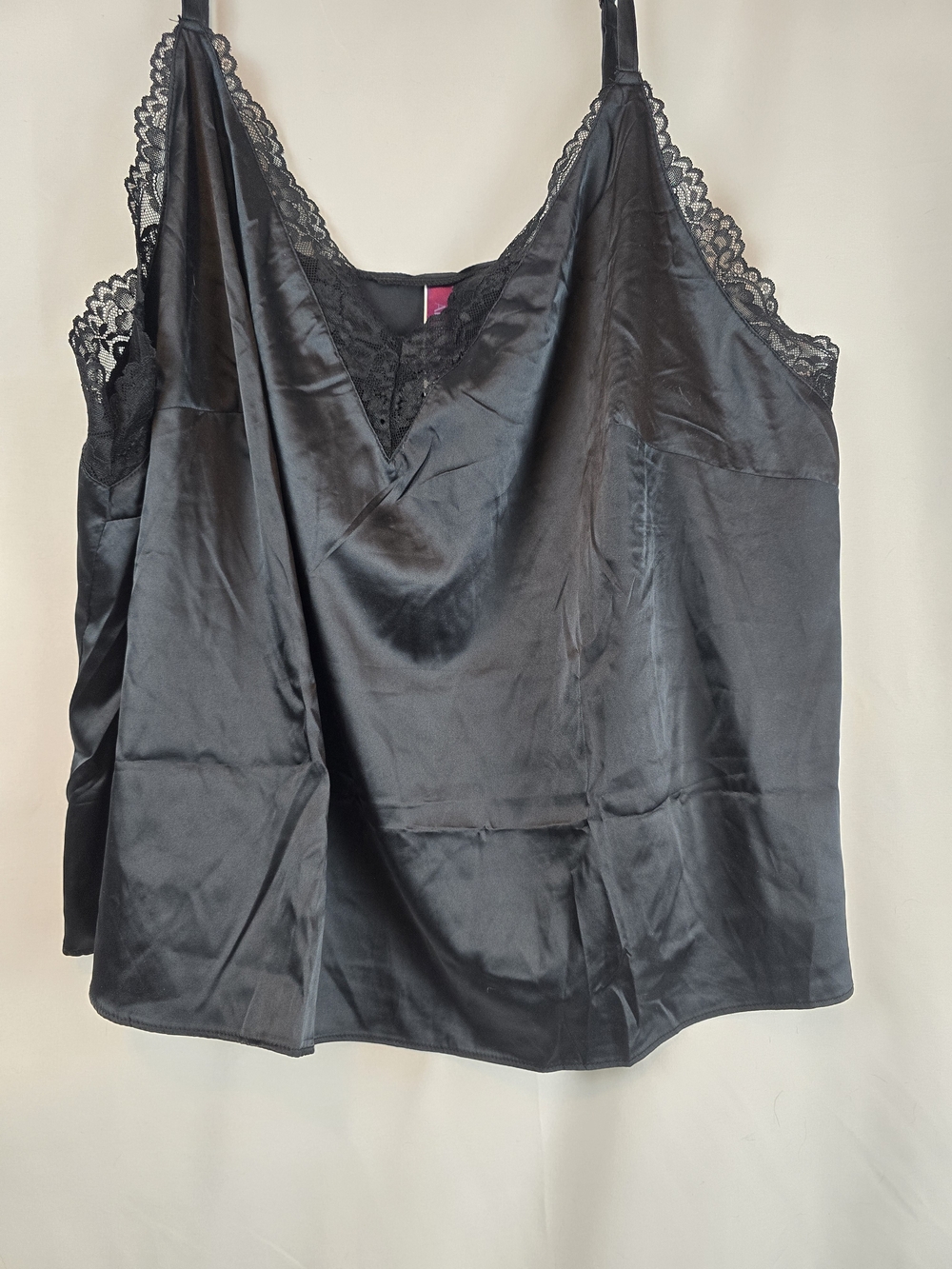 Adore Me Black Satin Camisole with Magenta Logo Tag Size 2X